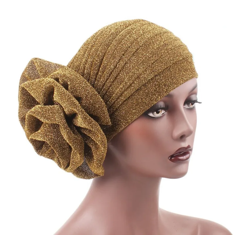 Trendig stor blommor hijab turban mössor afrikanska kvinnor lediga kvinnliga beanie sommar muslimska damer huvud wrap foullard femme africaine