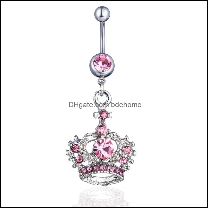 D0148-1 ( 4 colors ) colors style belly ring Crown style piercing jewelry Rings Body Piercing Jewelry Dangle Accessories Fashion Charm 602