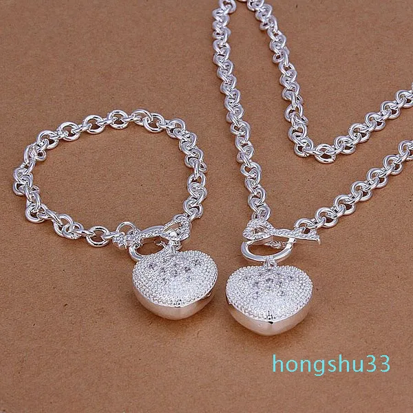 2022 Set di gioielli placcati in argento sterling da donna con collana Collana con placca in argento 925 di alta qualità