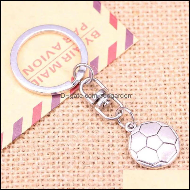 20pcs fashion keychain 18x21mm double sided football pendants diy men jewelry car key chain ring holder souvenir for gift