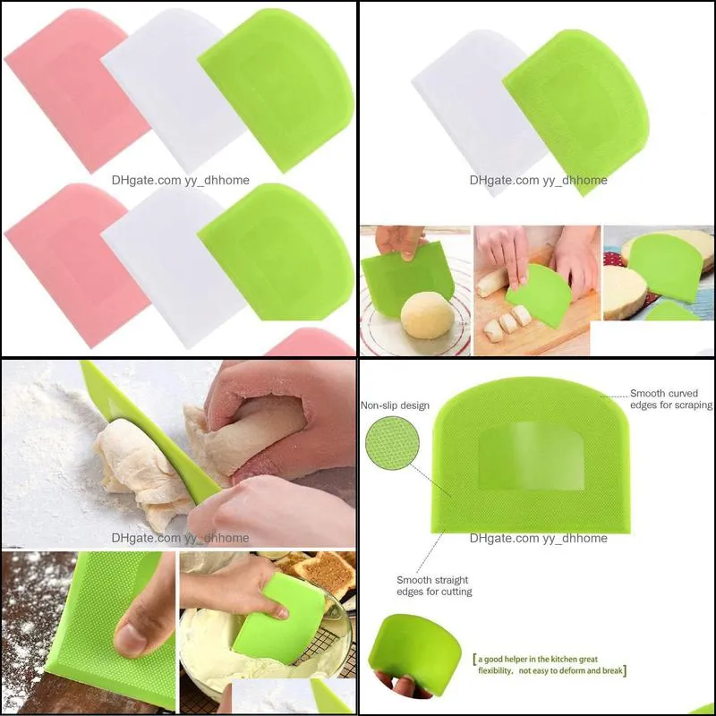 baking & pastry tools 6pcs dough scrapers bowl scraper flexible cutter plastic bench for kitchen cooking cake fondant icing bread