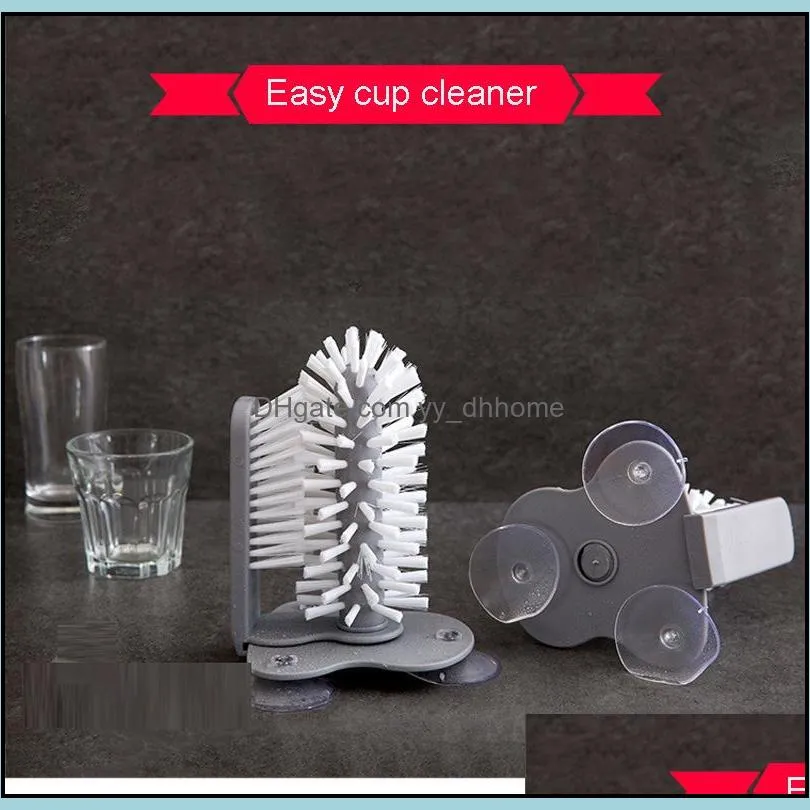 creative suction wall lazy cup brush glass cup cleaning brush kitchen rotating water cup brush tea cups clean brushes dbc vt0907