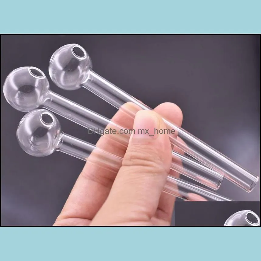 10cm Great Pyrex glass Pipe Clear Oil Burner Tube Pipe Oil Nail Oil Pipe Thick Clear