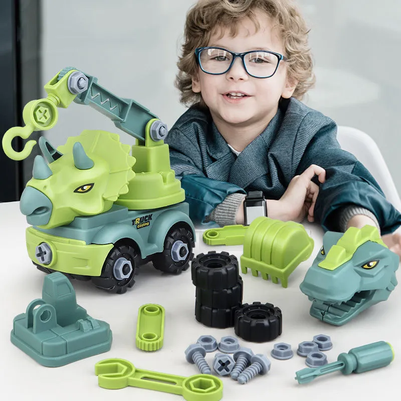 DIY MODÈLE CAR Toy Toy Enfants S Construction Dinosaur Engineering Excavator Truck Truck Educational S Gift For Kids Boy 220608