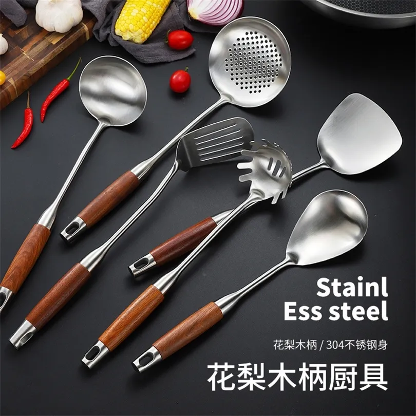 Rosewood Spatula 304 Stainless Steel Kitchenware Soup Spoon