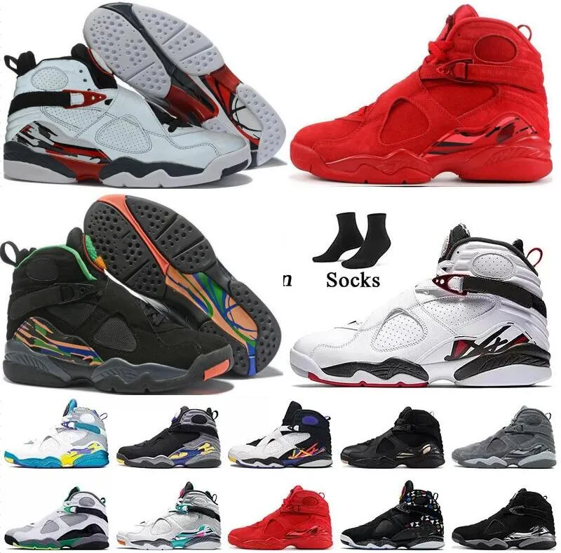 Jumpman 8 vii 8s 택시 남자 여자 농구 신발 멀티 컬러 반사 Quai 54 RAID THE PEAT AQUA Chrome South Beach Sports Sports 발렌타인 데이