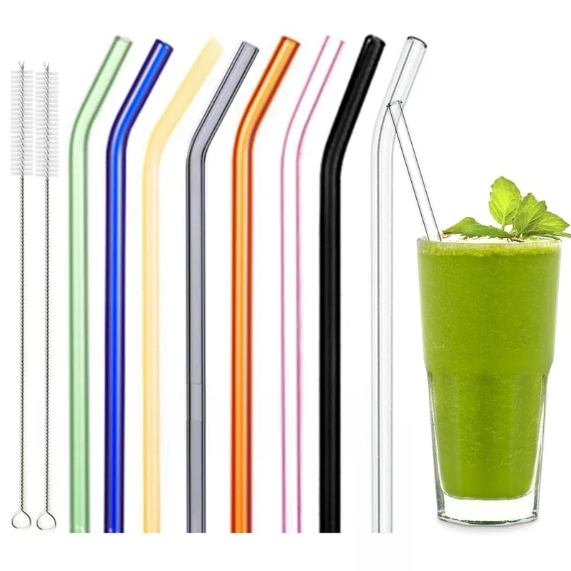 12 Pailles à Thé Réutilisables 13mmx25.5cm Avec 2 Brosses - Colorées, Sans BPA - Pour Smoothies Et Bubble Tea