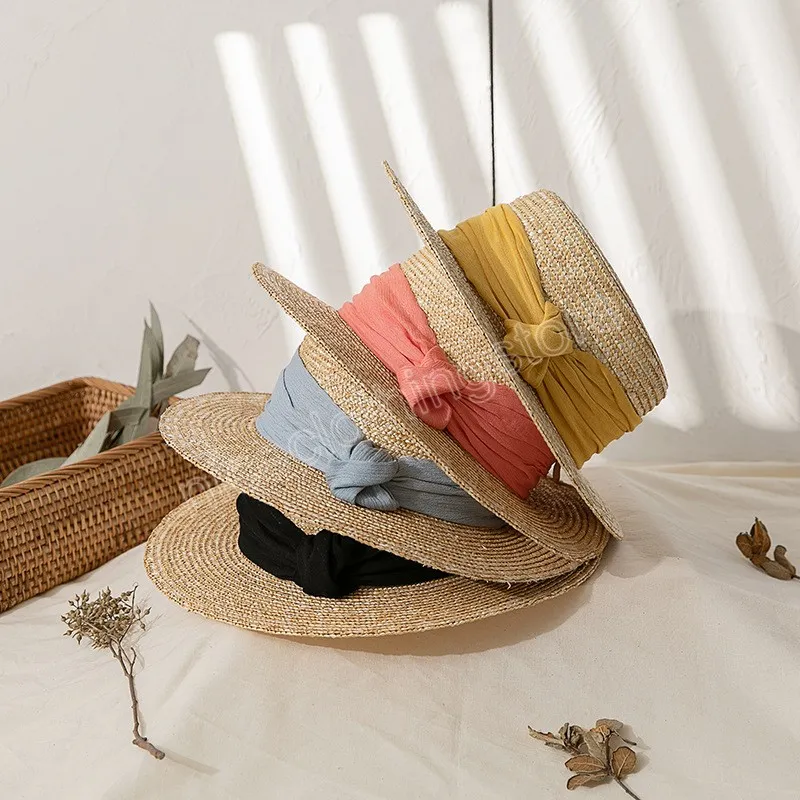 Женская ручная ручная соломенная шляпа Summer Beach Sun Шляпа для женщин Мужчина Панама Кэпка Модная защита козырька шляпы лодки
