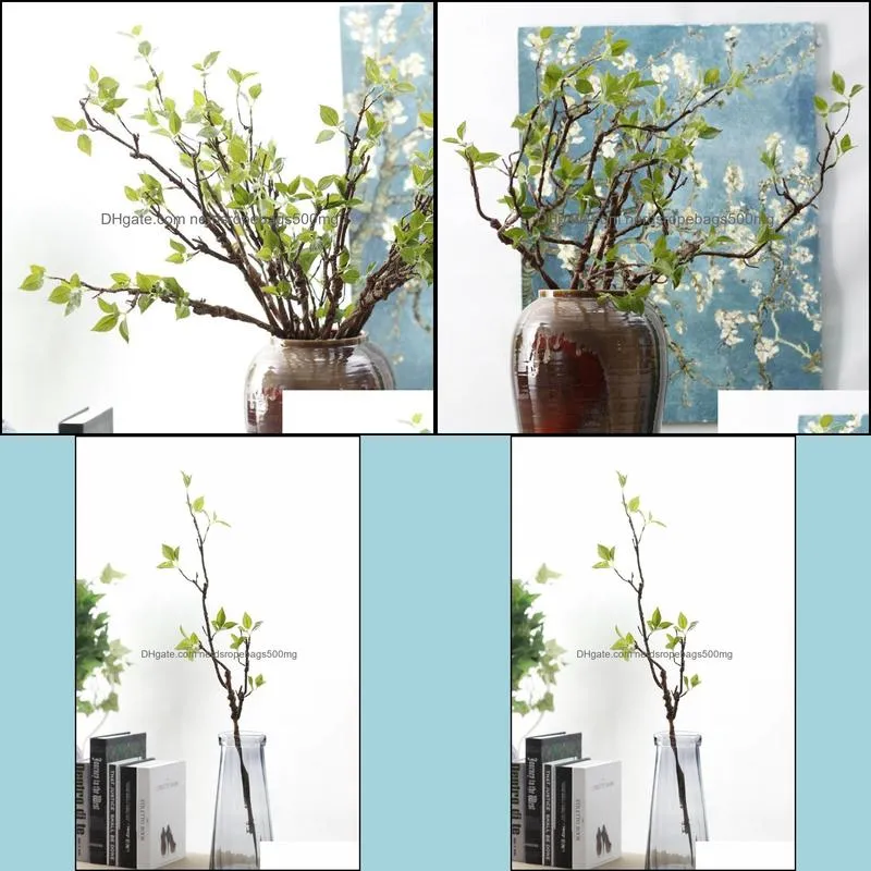 Decorative Flowers & Wreaths High Quality Flexable Tree Branch With Green Leaves Artificial Plants For Home Decor Christmas Decoration