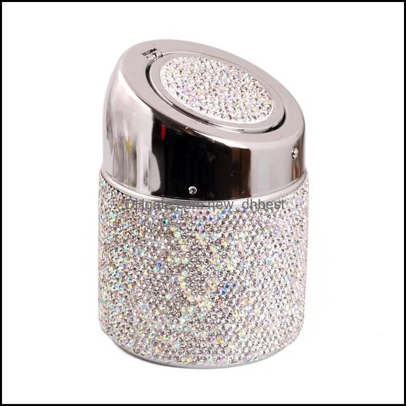 Luxury Crystal Rhinestones Car ashtray Cup Holder Metal Bling Bling Auto Ashtrays For Women Portable Car Interior Accessories