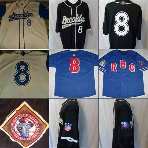 XFLSP # 8 Brooklyn Apparel Negro League Beatbal Jersey 100٪ مخيط مخصص البيسبول الفانيلة أي اسم أي رقم S-XXXL