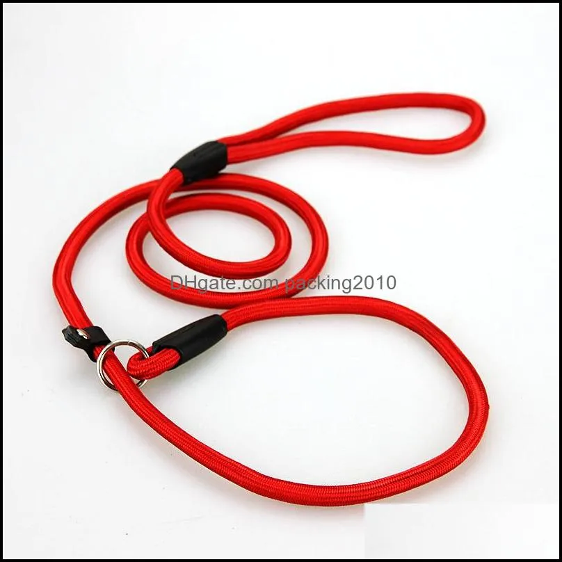 Pet Dog Nylon Rope Training Leash Slip Lead Strap Adjustable Traction Collar Pet Animals Rope Supplies Accessories 0.6*130cm HH7-1173