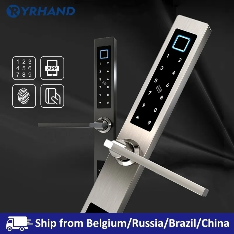 Europejskie wodoodporne biometryczne drzwi odcisków palców Elektroniczny inteligentny blokada RFID kod karty dla aluminiowych szklanych drzwi Y200407