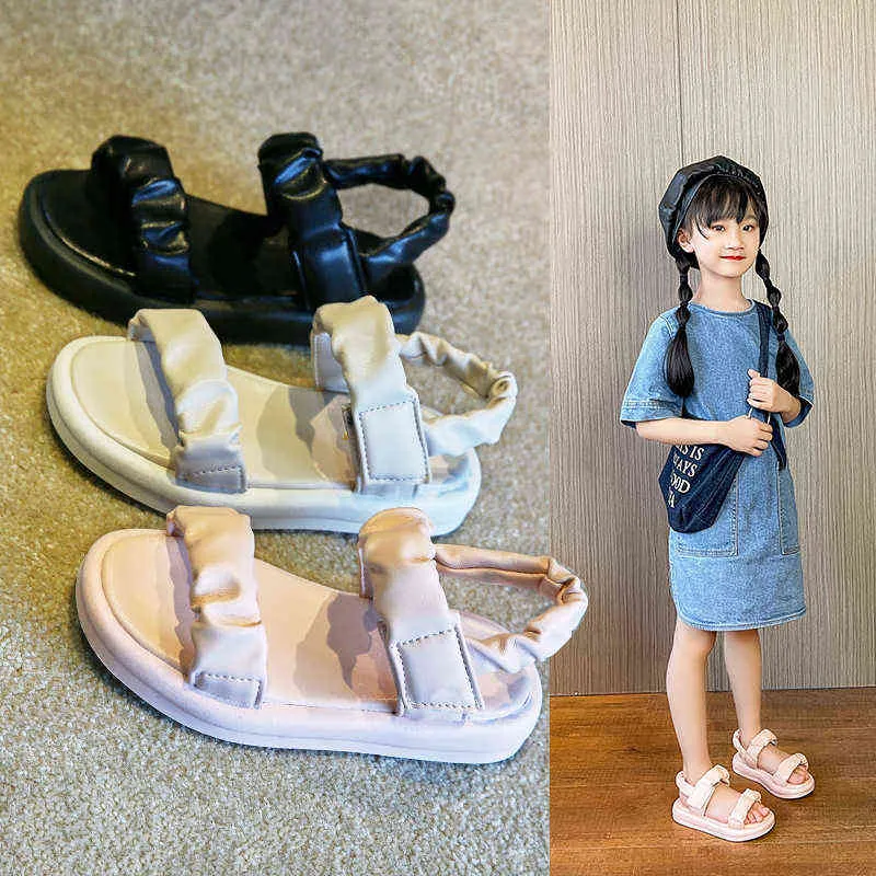 Girl Sandals Summer Shoes 2022 Beach Shoes Child Sandals Kids Sandals Princess Non-slip Flat Fashion Shoe 3 4 5 6 7 8 9 10 11 12 G220523
