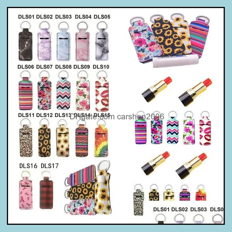 Party Gunst Event Leveringen Feestelijke Home Garden Nieuwste Neopreen Chapstick Holder Gedrukt Handige Lip Balm Neoprenes Keychain Lipstick Holders