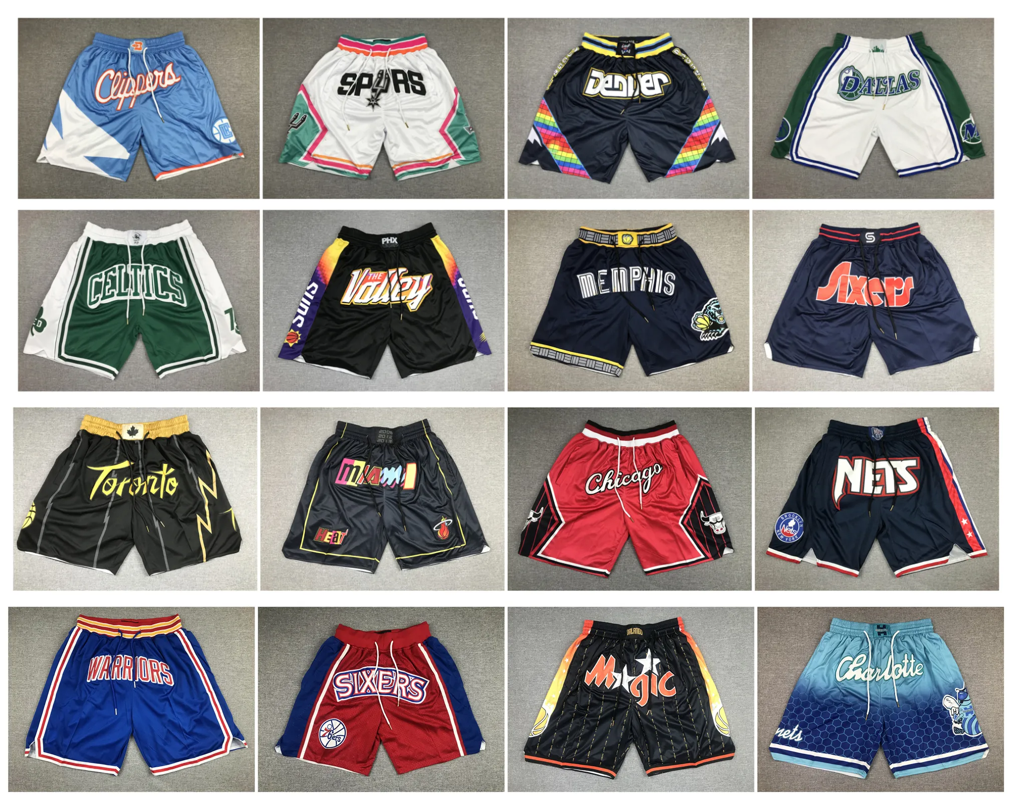 فريق كرة السلة في جيب جيب شورت أعلى جودة رجعية مع جيوب السوستة الأصلية sweatpant pantalones cortos baloncesto