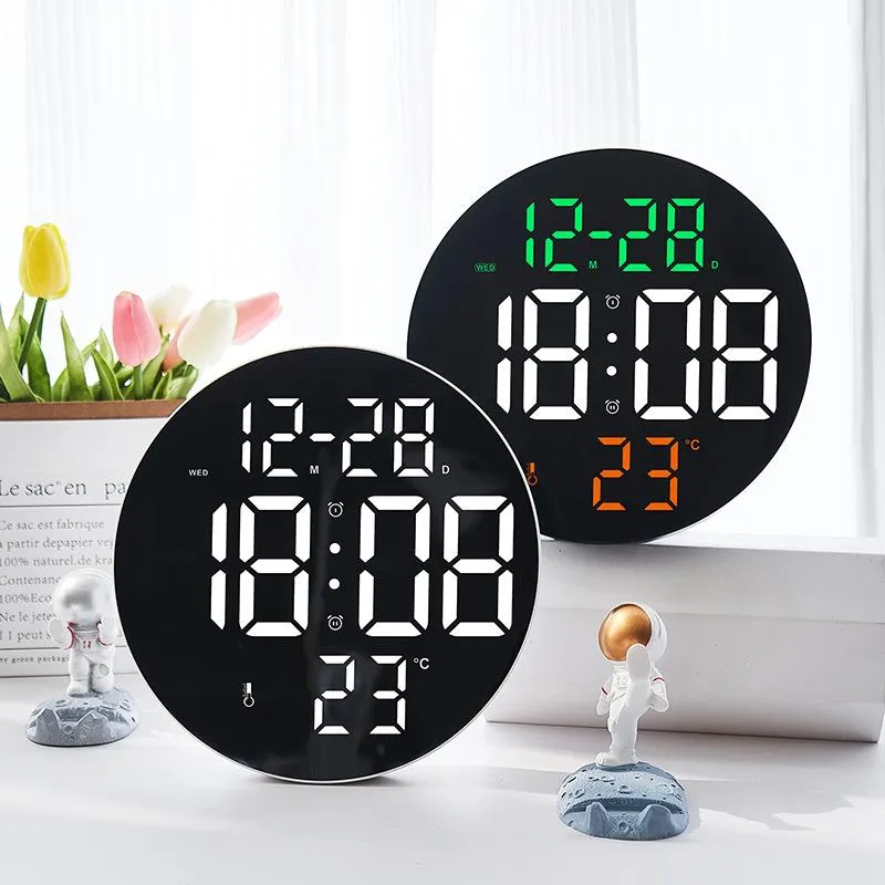 Horloges murales pouces à distance silencieux LED horloge alarme calendrier intelligent luminosité température moderne décoration de la maison idée cadeauWall ClocksWall