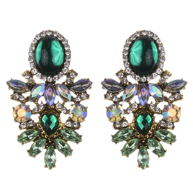 Retro court trend alloy earrings bohemian style cracked gemstone earrings female CX220402