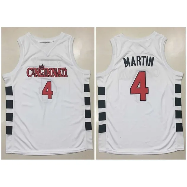 Nc01 Cincinnati Bearcats College Kenyon Martin # 4 Maglia da basket retrò bianca Mens cucita personalizzata Qualsiasi numero Nome maglie