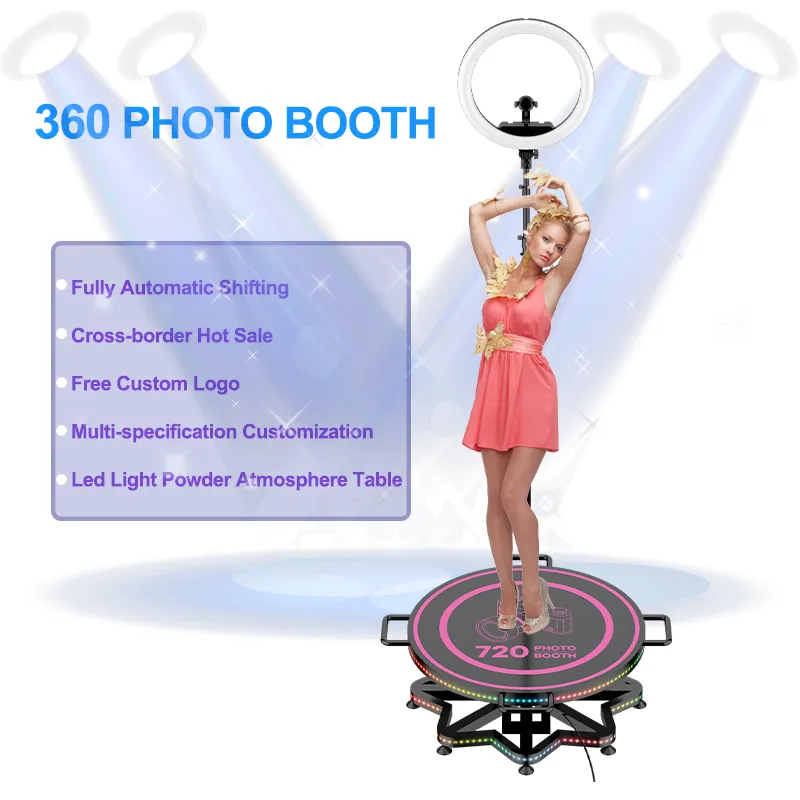 Other Stage Lighting Custom logo light filling panoramic photography automatic rotation 360 photobooth 360 photo booth machine with ring light