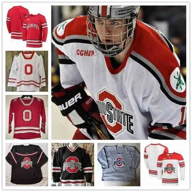 Nik1 Custom Ohio State Buckeyes Hockey Hockey Koszulki Duże Dziesięć Mężczyzna Kobiety Młodzież Dowolna Nazwa Mason Jobst Dakota Joshua Miguel Fidler