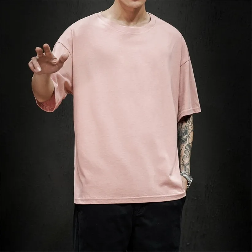 Yaz erkek T Gömlek Moda Katı Erkek Boy Hip Hop Kısa Kollu Rahat Pamuk Streetwear OP EES 220326