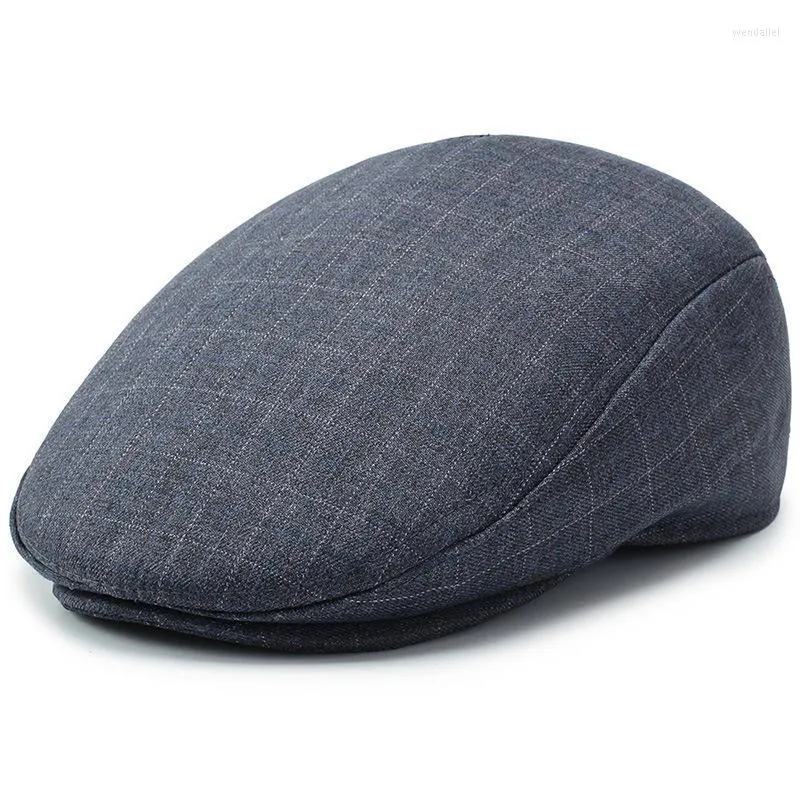 Berets Männer Baumwolle Flache Kappe Frauen Plaid Sboy Caps Fahren Ivy Hut Bakerboy Hüte Frühling Sommer Herbst Boina BJM50Berets Wend22