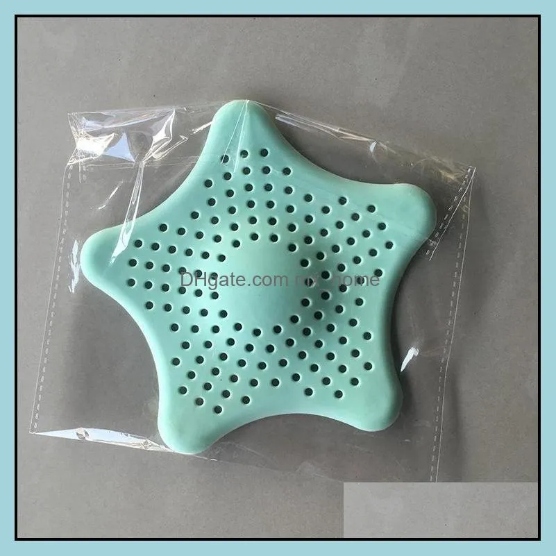 five-pointed star filter soft colorful reusable anti-blocking kitchen sink waste filter bathroom sewer drain hair catcher