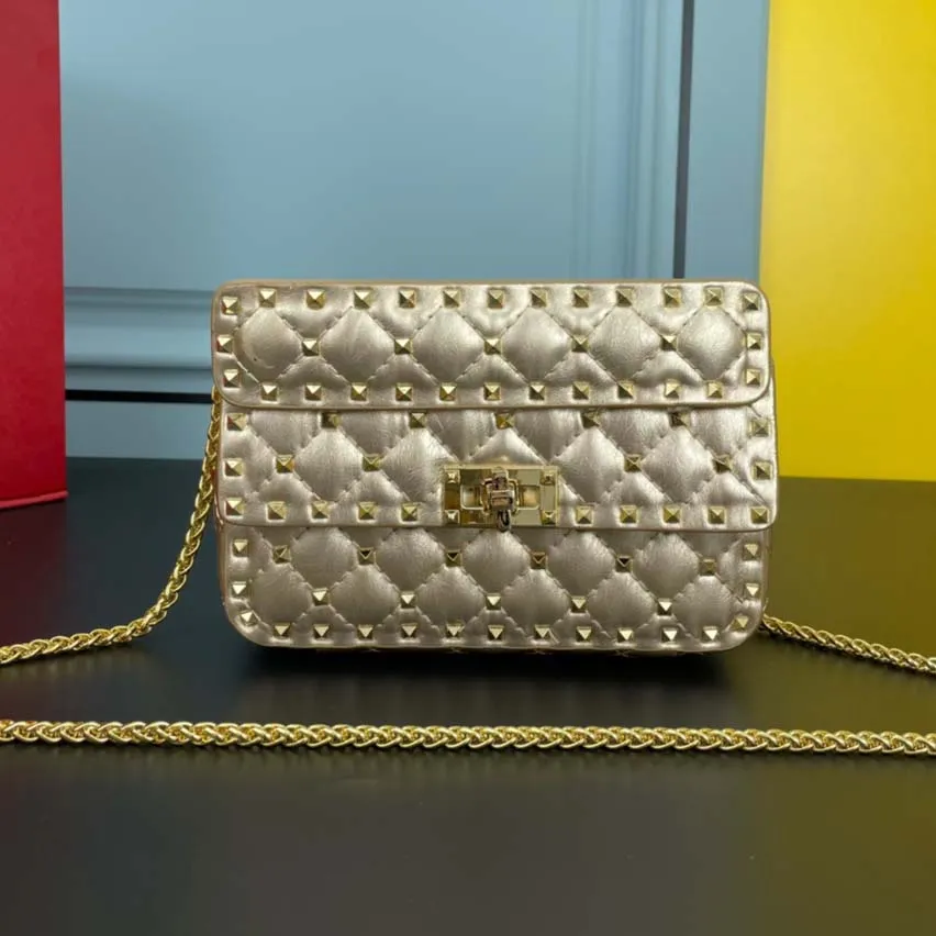 Luxury Lambskin Leather Shoulder Bag With Mini Chain Crossbody 