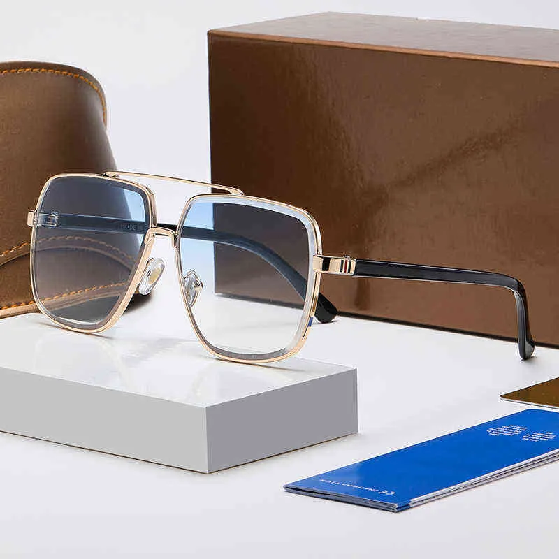 Nouvelles lunettes de soleil populaires Lunes carr￩es pour hommes avec cadre en m￩tal et jambes simples verres de style d￩contract￩ 100% UV400 Protection Envoyer la bo￮te