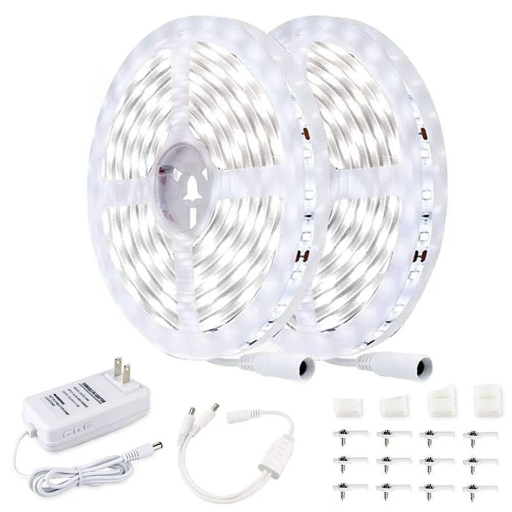 Jezige 32.8ft/10m LED Strip Lights 6500K Super Bright White Dimable 24V DC LEDS Tape Lights voor slaapkamer keuken onder kast woonkamer trap decoratie