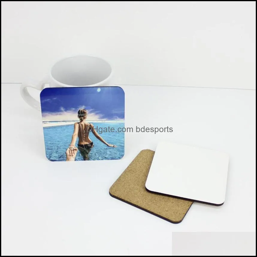 5 Style Drinkware Sublimation Blanks Round Cups Wood Coasters Table Mats MDF Hardboard Coaster Heat Insulation Thermal Transfer Cup