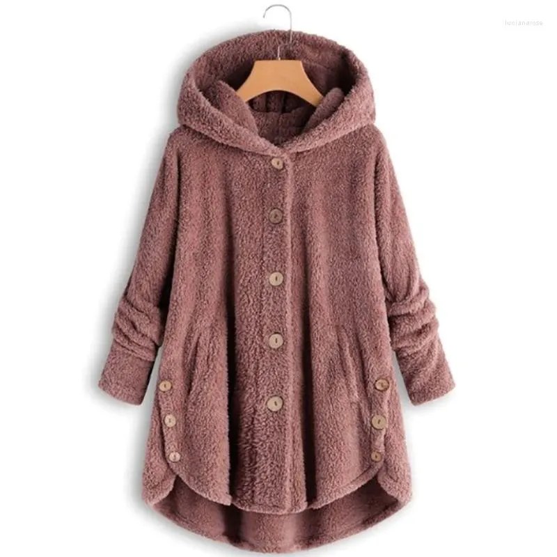 Kvinnors västar rockar Woolblends 2022 Autumn Winter Coat Women Warm Teddy Bear Wool Jacket Kvinna PLUSH PLUS STORLEK M-4XL LUCI22