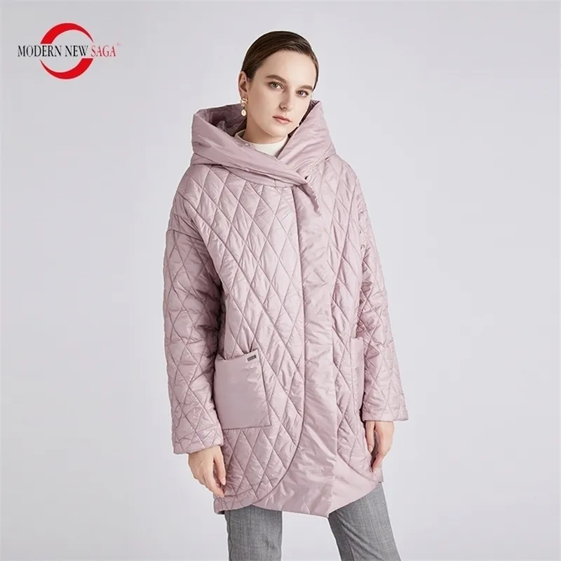 MODERN SAGA Cappotto donna Autunno Giacca lunga Cappotto imbottito in cotone sottile Donna Giacche larghe con cappuccio Parka femminile caldo Taglia unica 201210