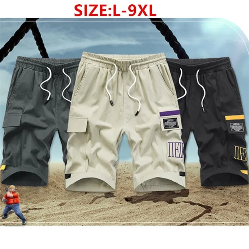 Men de cargaison shorts 9xl noirs d'été lâche street stretch kaki sport coton plus 8xl 7xl safari garçons demi-troubles 220715