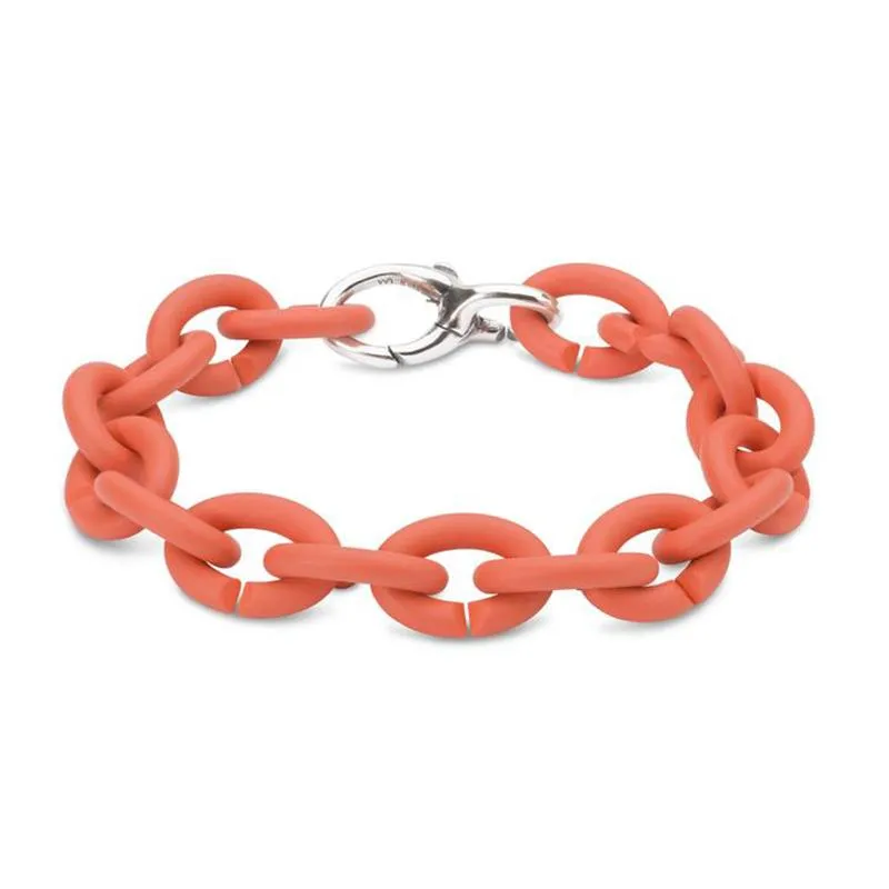 Braccialetti con ciondoli Bracciale a catena in acrilico placcato in gomma per donna Accessori geometrici all'ingrosso Bracciale in argento albicocca SOFTFascino