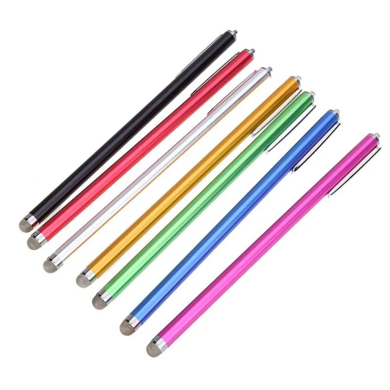 Caneta stylus de microfibra, cabeça macia universal para iphone, tablet, pc, caneta capacitiva durável com tela de toque com clipe para canetas