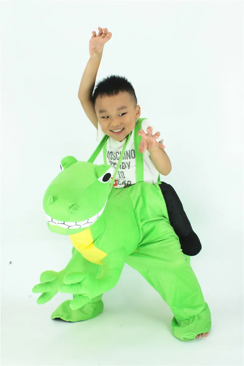 Costume de poupée de mascotte Costume de dinosaure pour enfants Carry Ride on Me Show Vêtements Pantalon magique Tiroirs à dos d'animal Marche Marionnette Prothétique en peluche