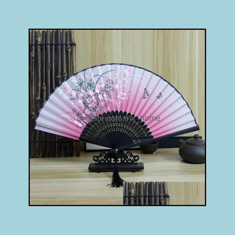 WJH618 Vintage Style Silk Folding Fan Chinese Pattern Art Craft Gift Home Decoration Ornaments Dance Wedding Cool tools