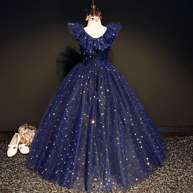 Blue Ruffle Gown: Tulle & Floral Dress for Special Occasions - Shop Now!  from Dhgate Flower Girls Dresses - price 216.57