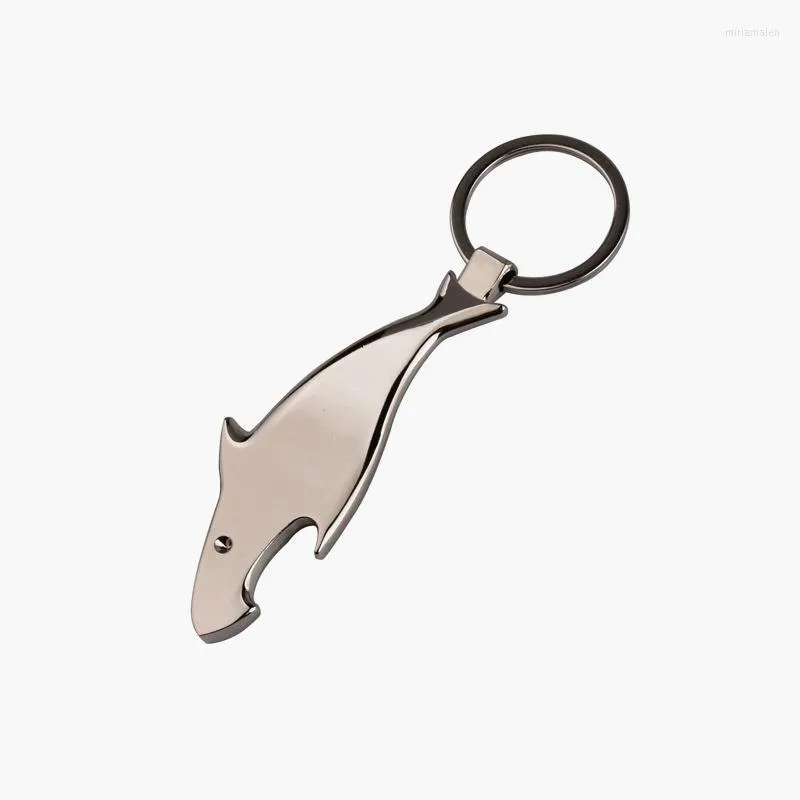 Portachiavi Doppio lato Materiale in acciaio inossidabile Catena di animali Accessorio per auto Portachiavi delfino Pesce Llavero Apribottiglie Fascino Miri22