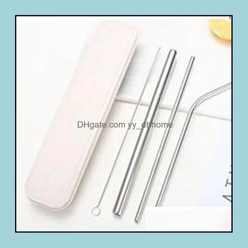 top fashion colorful reusable drinking straws set high quality metal straw with cleaning brush creative gifts kitchen accessories