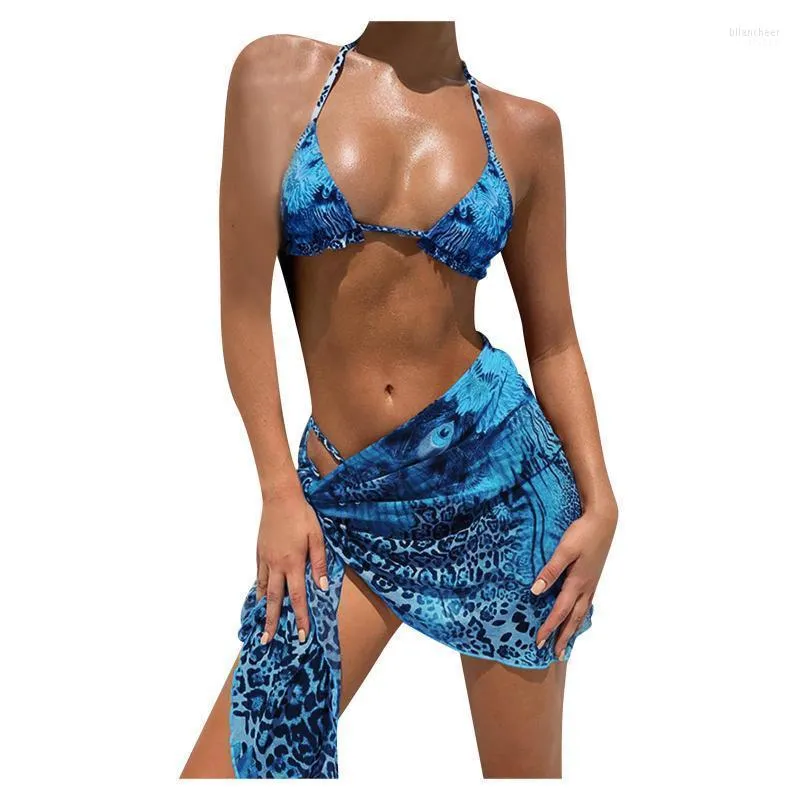 Sexy dames diepe v-hals BACKLOOS SWIMSAITS Strandkleding Zomer mode afdrukken Badende pakken drie pc's surfkleding set dames badmode