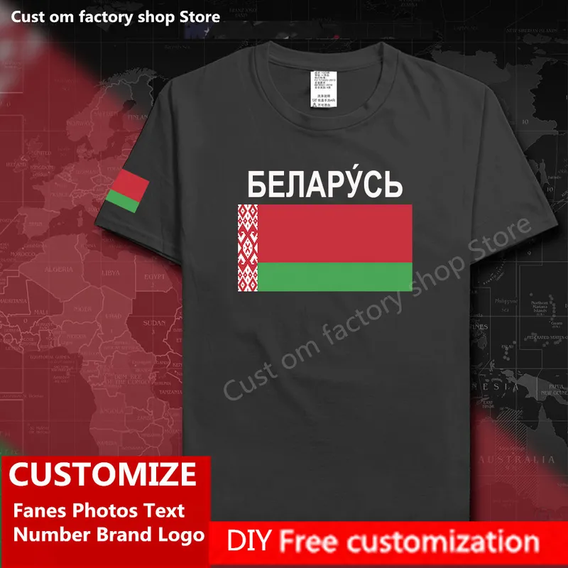 Belarus Belarusian Pamuk Tişört Özel Jersey hayranları DIY isim numarası Marka High Street Fashion Hip Hop Gevşek Tişört 220616