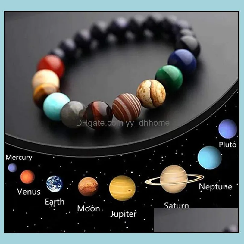 NEW Galaxy Eight Planets Beaded Bracelet Men Natural Stone Universe Solar System Yoga Chakra Bracelets for Men Women Jewelry Wholesale