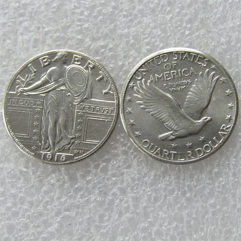 90% Silber US 1916 Stehende Liberty Craft Viertel Dollar Kopie Dekorative Münzmessing -Ornamente Home Decoration Accessoires