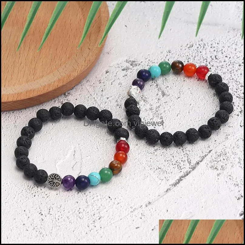 7 chakra bracelet for men women 8mm black laca beads elephant/buddha/life tree yoga healing  oil diffuser bracelet-z