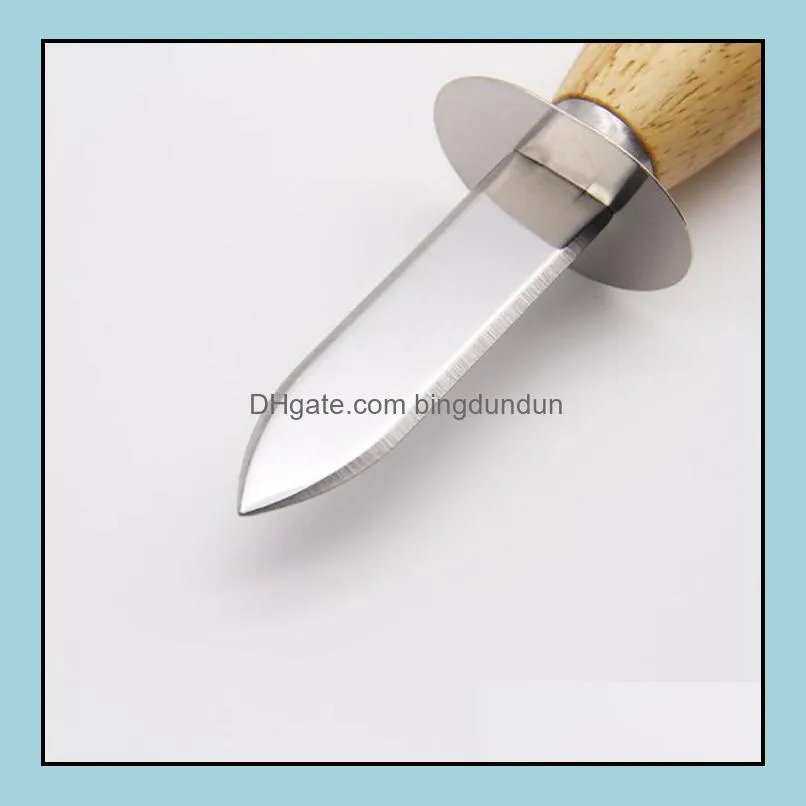 wood-handle oyster shucking knife tools stainless steel oysters knives kitchen food utensil tool sn4471