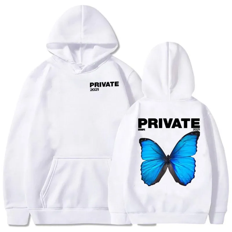 Bluzy męskie Bluzy Prywatny Motyl Eksplozja Kobiety Modna bluza Zimowy sweter oversize Długi rękaw Czarny Streetwear Męski