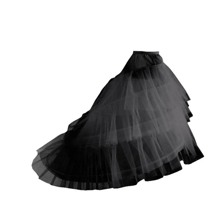 Nieuwe witte hoepel 3 lagen crinoline petticoats voor trouwjurken lange bruidstrein petticoat